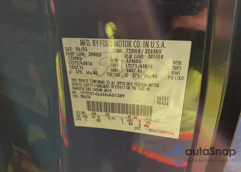 2004 Ford F-150 Fx4/Lariat/Xl/Xlt from USA, damaged, VIN 1FTPX14544NA01389